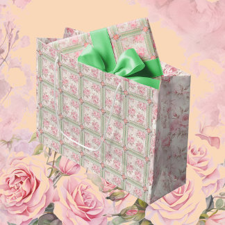 Sacola Para Presentes Grande Saco de Presente de Renda Rosas Cor-de-Rosa Vitori