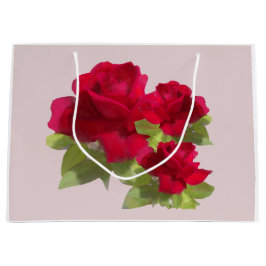 Sacola Para Presentes Grande Saco de presente de rosas florais em aquarela