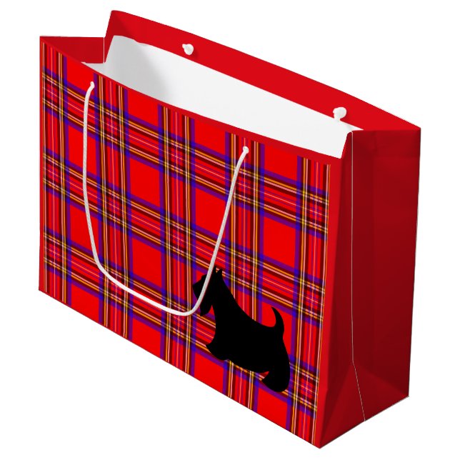 Sacola Para Presentes Grande Saco de Presente do Scottish Terrier de Férias (Frente inclinada)