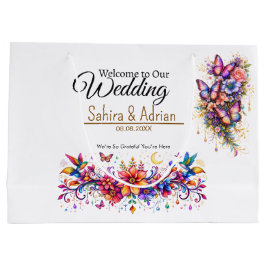 Sacola Para Presentes Grande Saco de Presente Floral Borboleta - Personalização