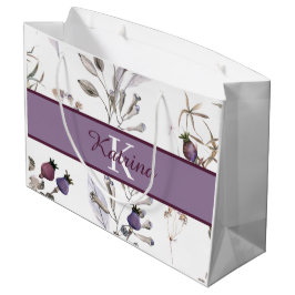 Sacola Para Presentes Grande Saco de presente floral de aquarela monogramada