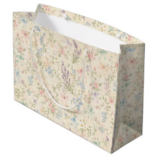 Sacola Para Presentes Grande Saco de Presente Floral Pastel Grandmillennial Gra
