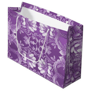 Sacola Para Presentes Grande Saco de Presente Floral Roxo