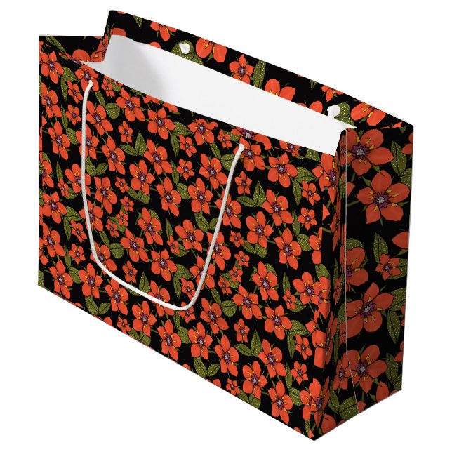Sacola Para Presentes Grande Saco de presente floral vermelho (Frente inclinada)