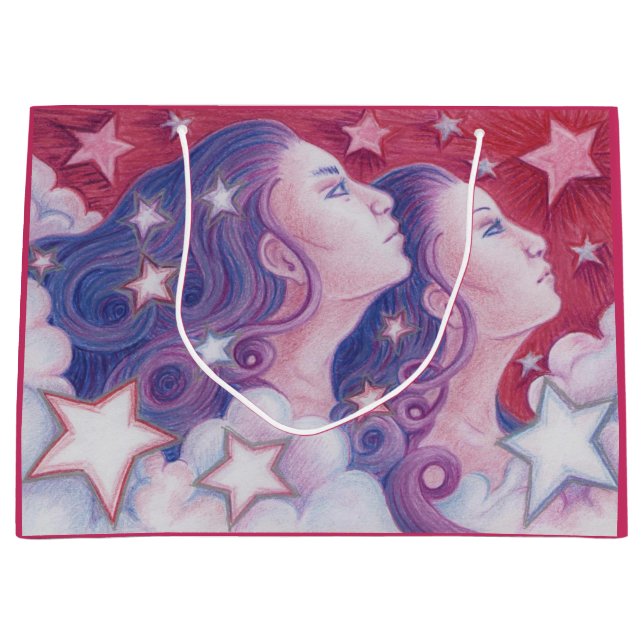 Sacola Para Presentes Grande Saco de presente Gemini Zodiac grande (Frente)