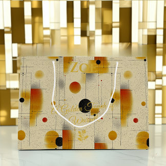 Sacola Para Presentes Grande Saco de Presente Geométrico Abstrato Toque Dourado