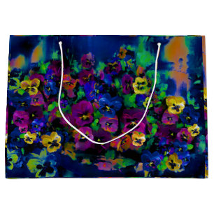 Sacola Para Presentes Grande Saco de presente grande Pansies Abstract 2