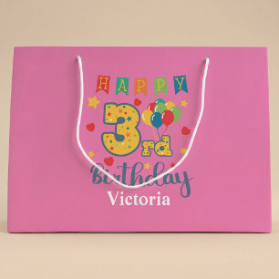Sacola Para Presentes Grande Saco de Presente Grande para 3º Aniversário Feliz