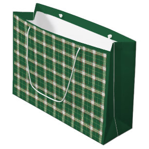 Sacola Para Presentes Grande Saco de Presente Grande Xadrez Branco Verde de Nat