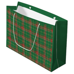 Sacola Para Presentes Grande Saco de Presente Grande Xadrez Verde Vermelho de N