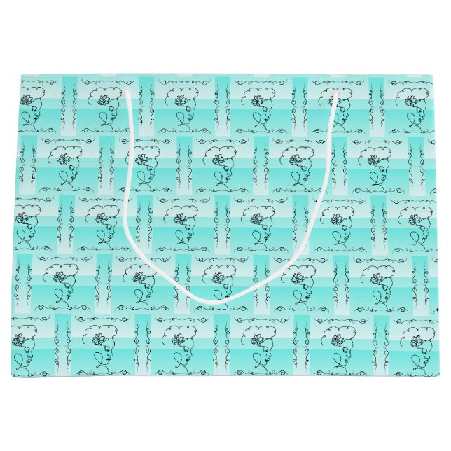 Sacola Para Presentes Grande Saco de Presente Horizontal Flowing Beauty Aqua (Frente)