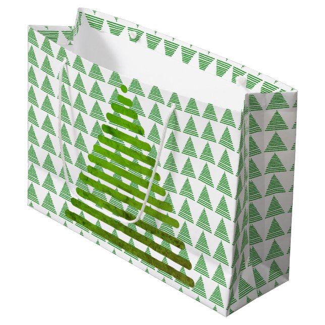 Sacola Para Presentes Grande Saco de Presente (LG) - Árvores de Natal Gráficas (Frente inclinada)
