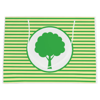 Sacola Para Presentes Grande Saco de Presente Listras de Árvore Verde Botânica