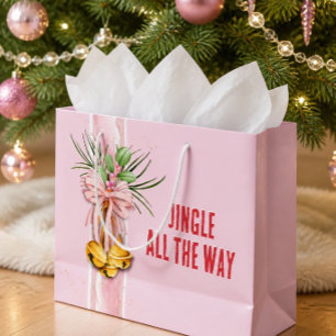 Sacola Para Presentes Grande Saco de Presente Natalino Rosa Tilintando o Caminh