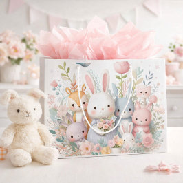 Sacola Para Presentes Grande Saco de Presente para Chá de Bebê Woodland Bunny &