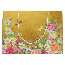Saco de Presente Pássaro Beija-flor Floral Opulenc