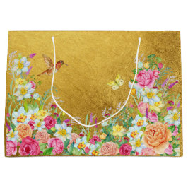 Sacola Para Presentes Grande Saco de Presente Pássaro Beija-flor Floral Opulenc