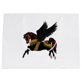 Sacola Para Presentes Grande Saco de Presente Pegasus Carrossel Preto