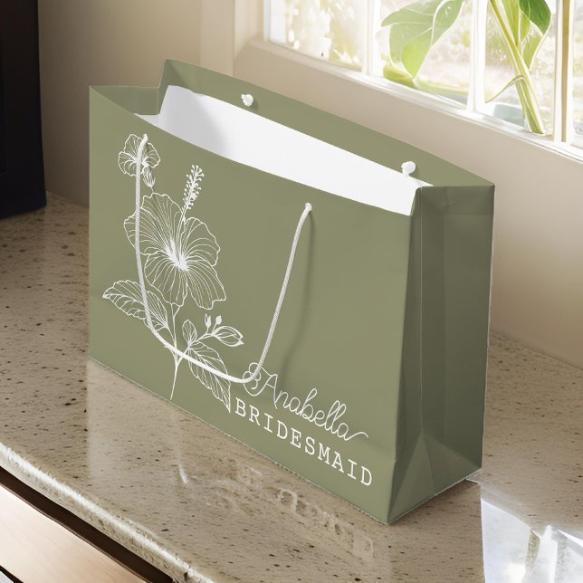 Sacola Para Presentes Grande Saco de Presente Personalizado para Damas de Honra (bridesmaid gift bag, minimal flower gift bag, bridesmaid proposal gift, bachelorette gift, )