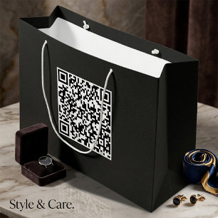 Sacola Para Presentes Grande Saco de Presente Preto Personalizado com Código QR