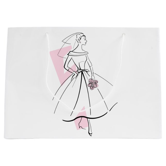 Sacola Para Presentes Grande Saco de presente rosa Noiva da Moda grande (Frente)