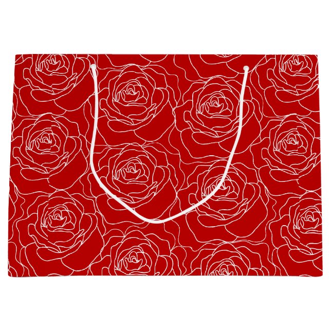Sacola Para Presentes Grande Saco de Presente Rosa Vermelha (Grande) (Frente)