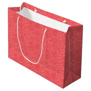 Sacola Para Presentes Grande Saco de Presente Vermelho com Corações