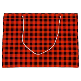 Sacola Para Presentes Grande Saco de Presente Xadrez Preto e Vermelho Clássico 