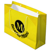 Saco de presentes amarelo e frontal personalizado