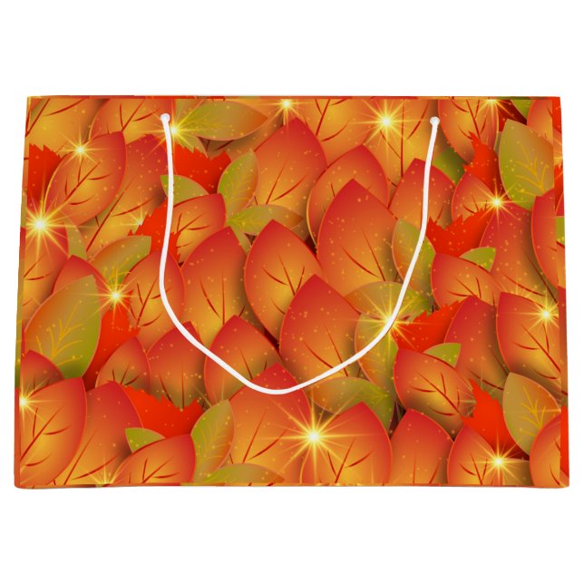 Sacola Para Presentes Grande saco de presentes de folhas de outono (Frente)