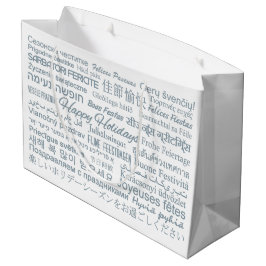 Sacola Para Presentes Grande Saco de presentes multilíngue "Feliz feriado"