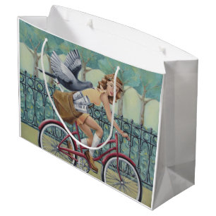 Sacola Para Presentes Grande Saco do presente da menina & da bicicleta do