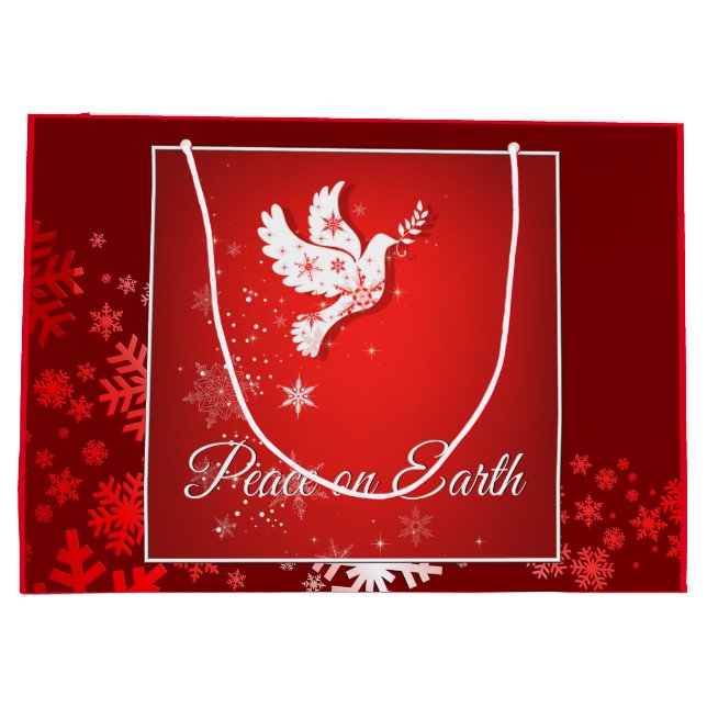 Sacola Para Presentes Grande Saco do presente da paz do Natal grande (Verso)