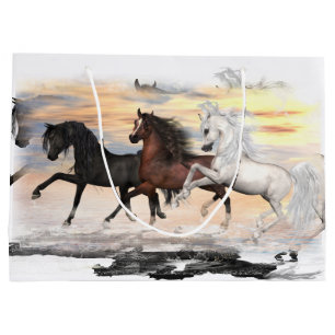 Sacola Para Presentes Grande Saco do presente de 3 cavalos - Lrg, lustroso,