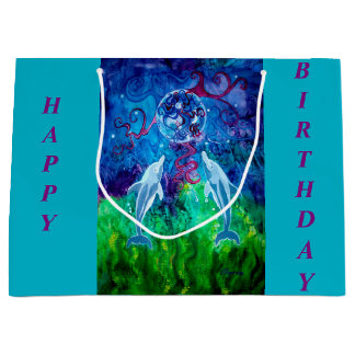 Sacola Para Presentes Grande Saco do presente do olhar do golfinho