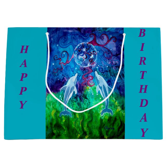 Sacola Para Presentes Grande Saco do presente do olhar do golfinho (Frente)