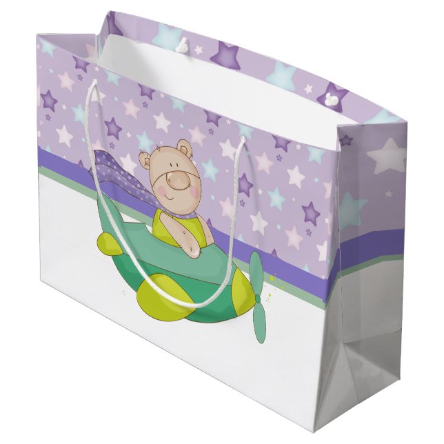 Sacola Para Presentes Grande Saco do Presente do Urso do Pastel Adorável (Verso inclinado)