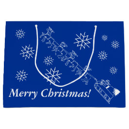 Sacola Para Presentes Grande Saco do Presente - Papais noeis e Sleigh na Neve (