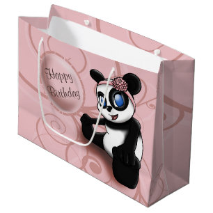 Sacola Para Presentes Grande Saco floral do presente de aniversário da panda