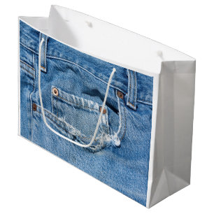 Sacola Para Presentes Grande Saco gasto do presente de jeans - grande