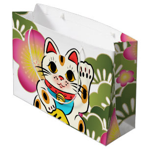 Sacola Para Presentes Grande Saco japonês do presente de Neko Sakura do maneki