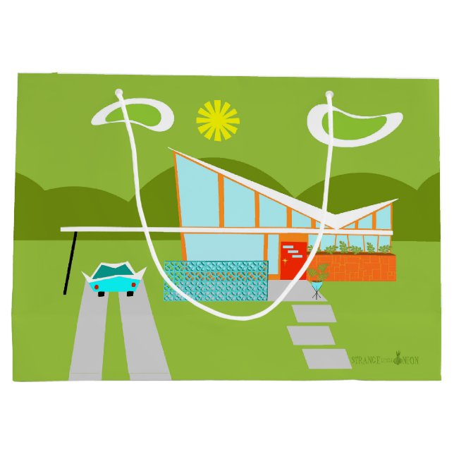 Sacola Para Presentes Grande Saco retro do presente da casa do Palm Springs (Verso)