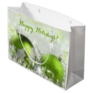 Sacola Para Presentes Grande Saco verde e de prata do presente do Natal