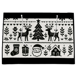 SACOLA PARA PRESENTES GRANDE SACOS DE PRESENTE DE NATAL PADRÃO ESCANDINAVO