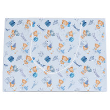 sacos de presentes chá de fraldas azul claro