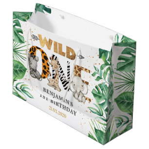 Sacola Para Presentes Grande Safari Wild One Festa de aniversário