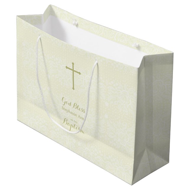 Sacola Para Presentes Grande Sage Delicate Lace Floral (Frente inclinada)