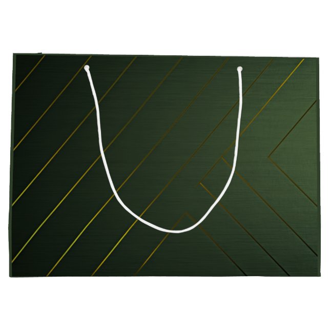 Sacola Para Presentes Grande Sage elegante verde e Dourado (Verso)