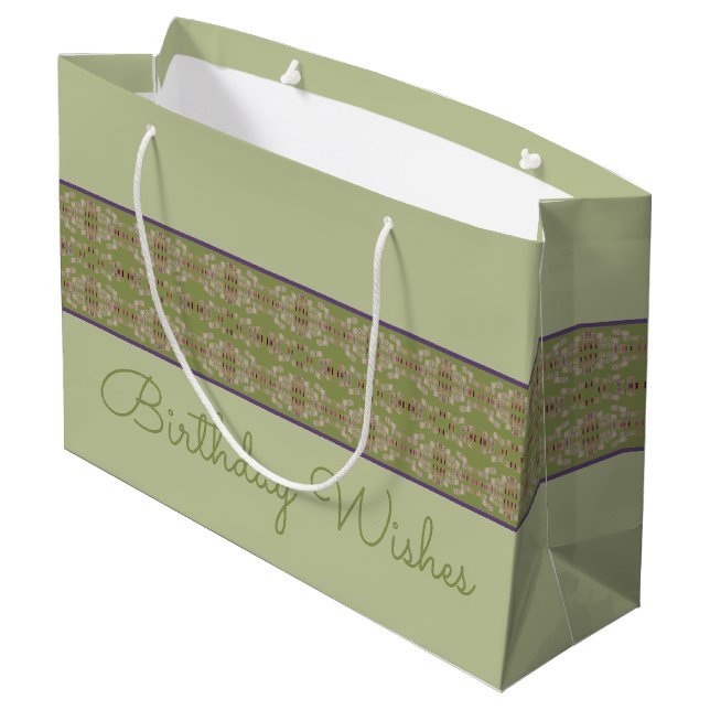 Sacola Para Presentes Grande Sage Green Birthday Bolsa Gift Bag (Verso inclinado)