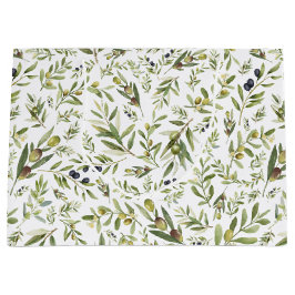 Sacola Para Presentes Grande Sage Green Watercolor French Country Chic Olives